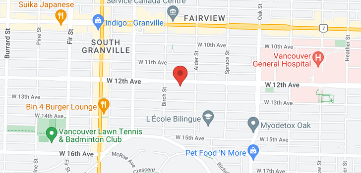 map of 202 1250 W 12TH AVENUE